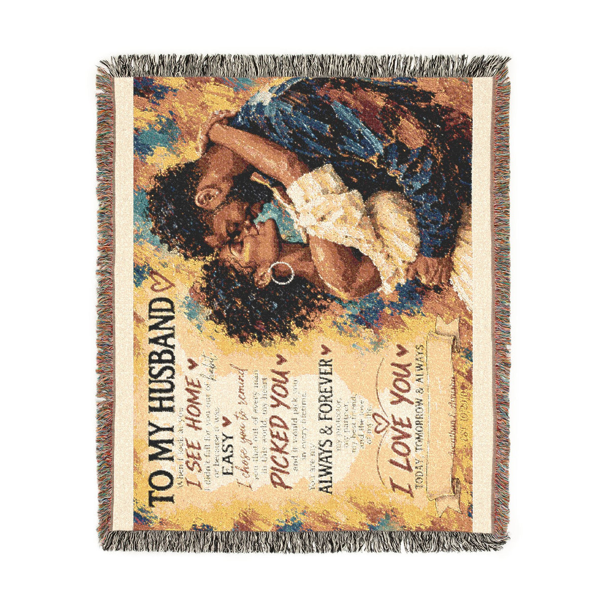 To My Husband Personalized Woven Blanket