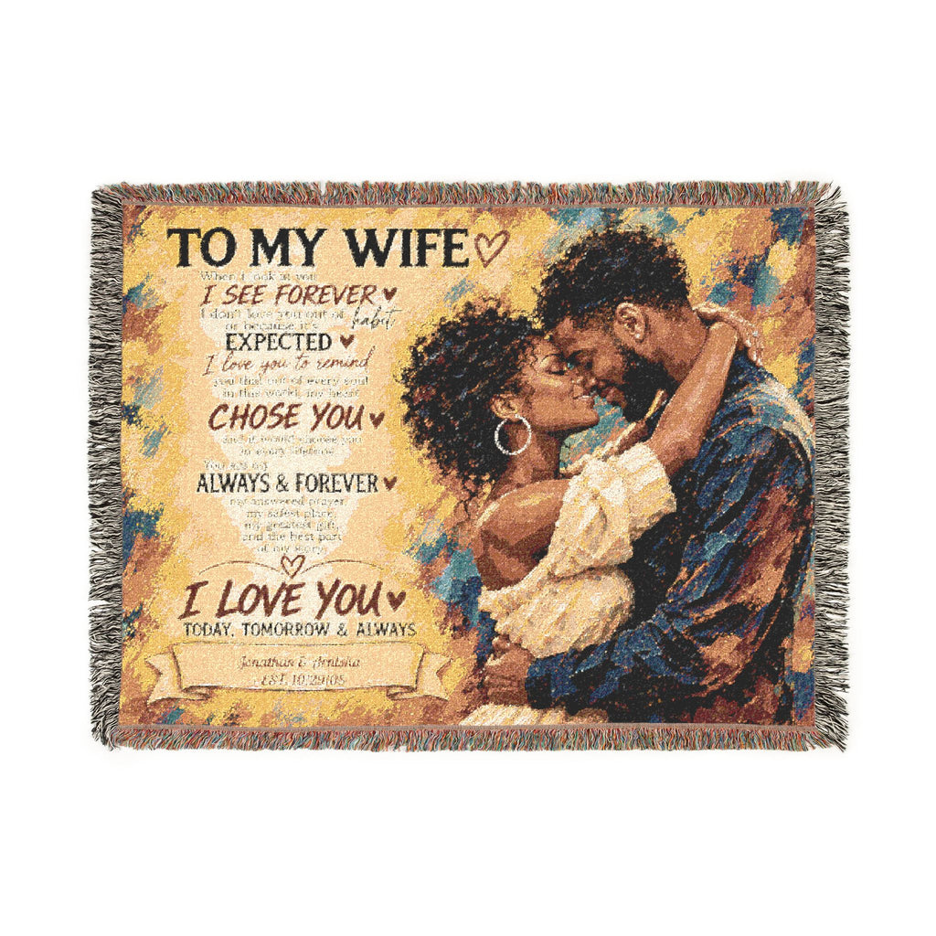 To My Wife Personalized Woven Blanket