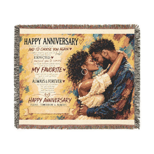 Happy Anniversary Personalized Woven Blanket
