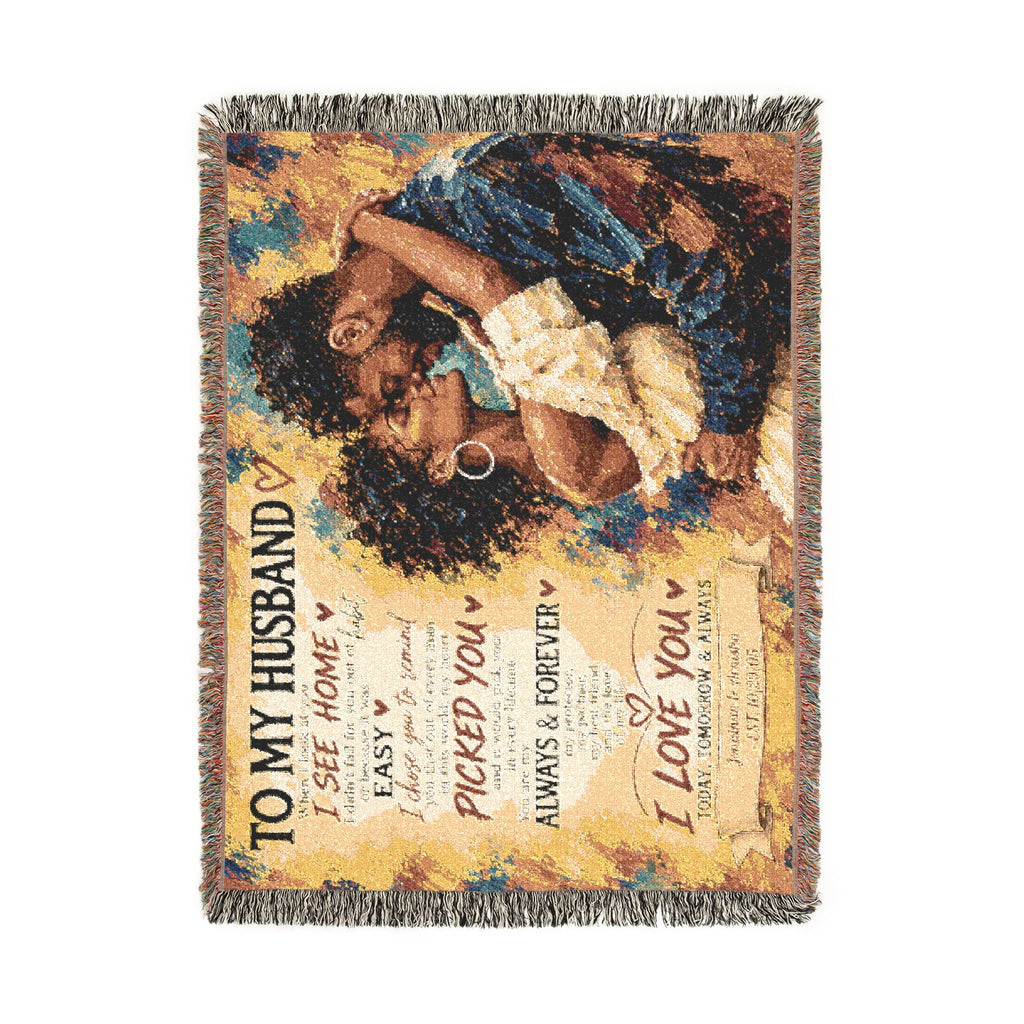 To My Husband Personalized Woven Blanket