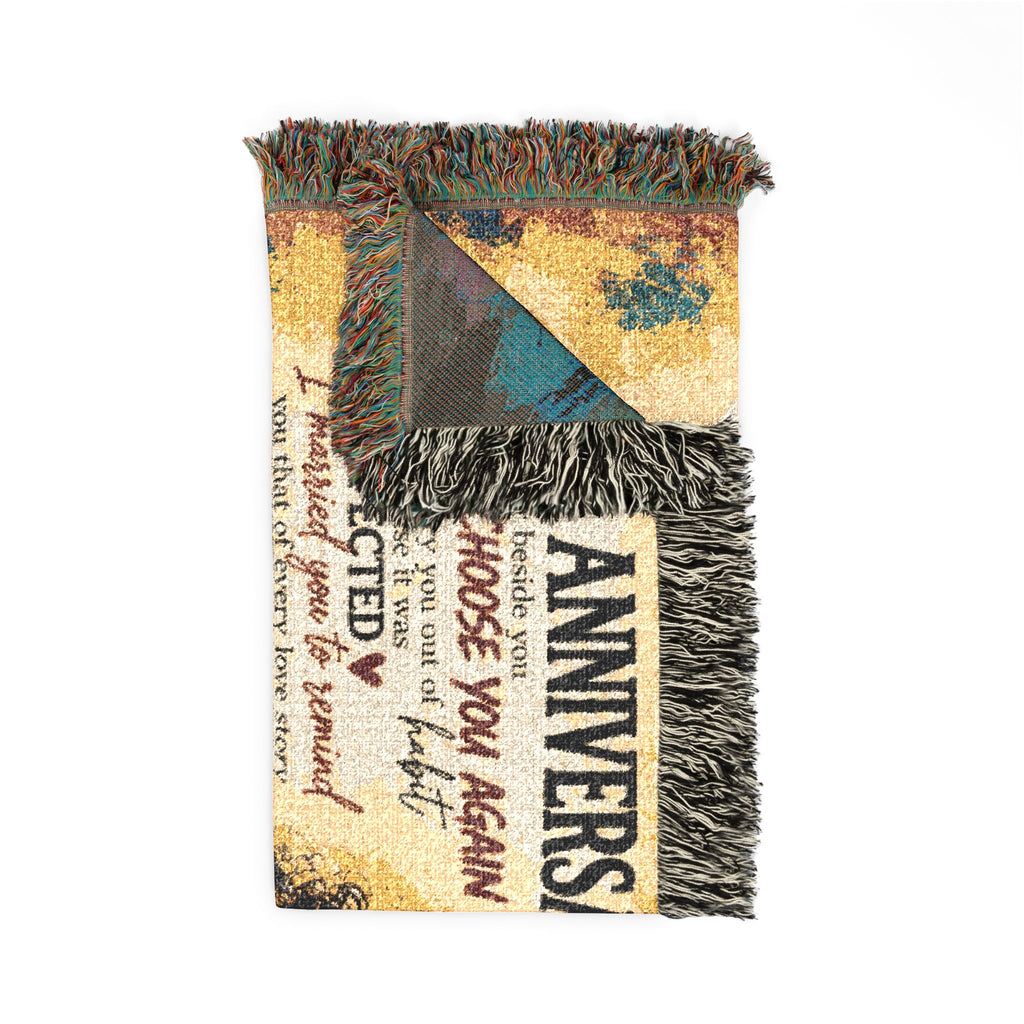 Happy Anniversary Personalized Woven Blanket