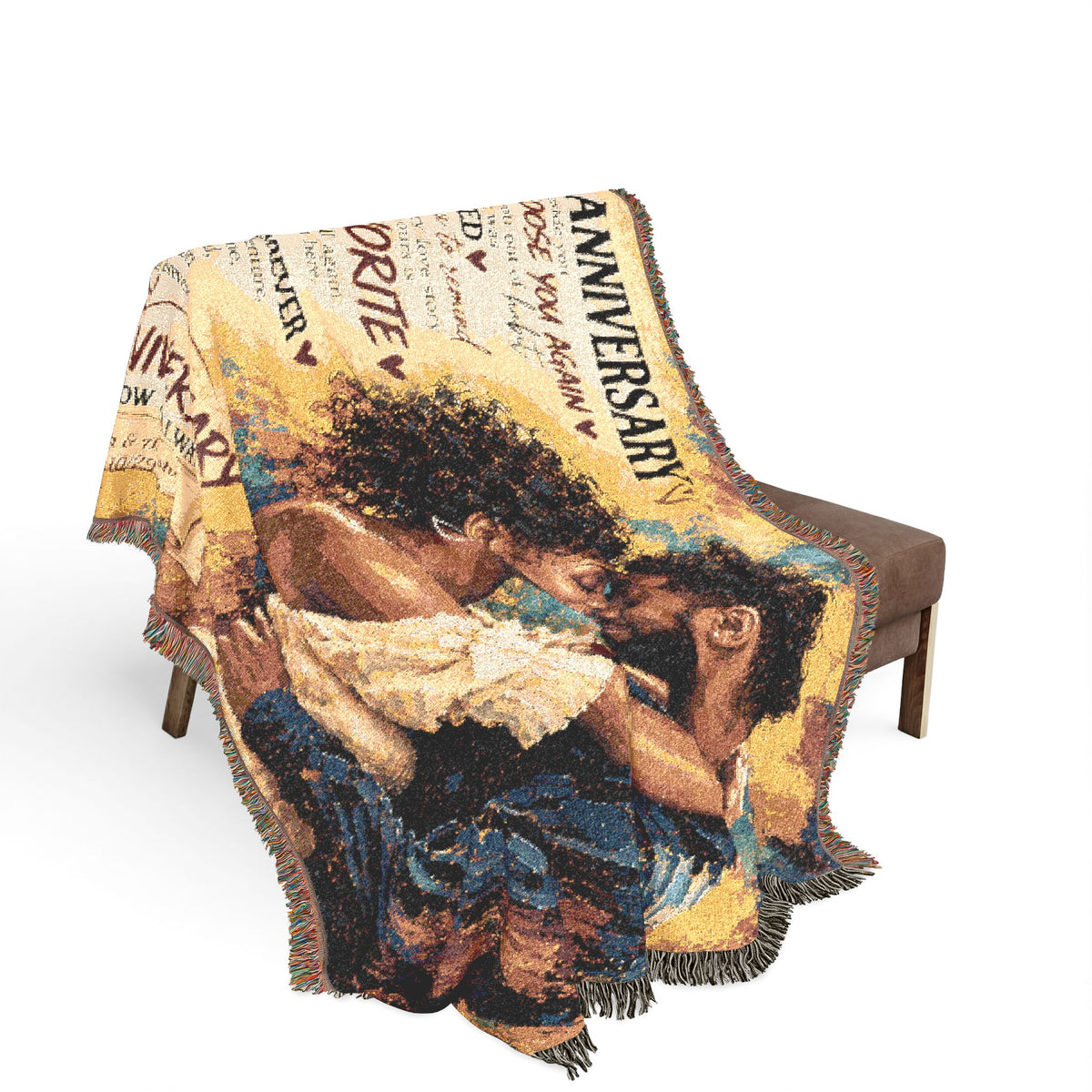 Happy Anniversary Personalized Woven Blanket
