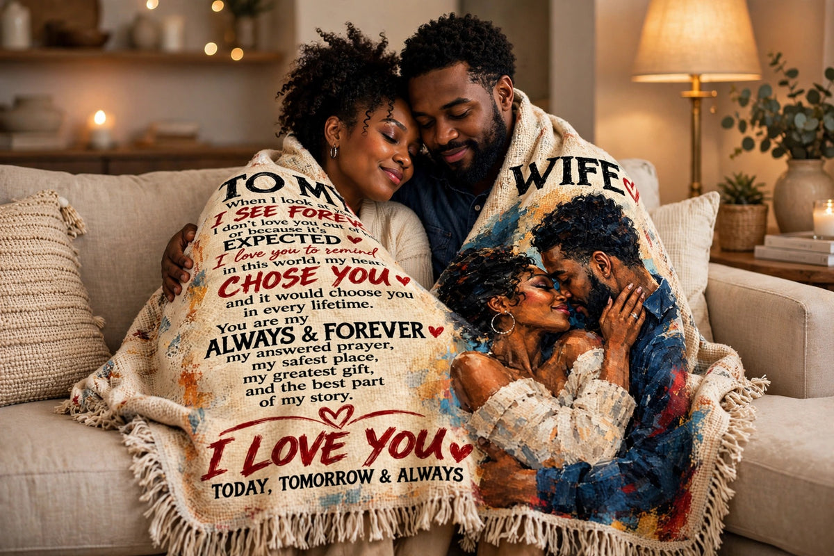 To My Wife Blanket - Personalized Woven Keepsake Blanket
