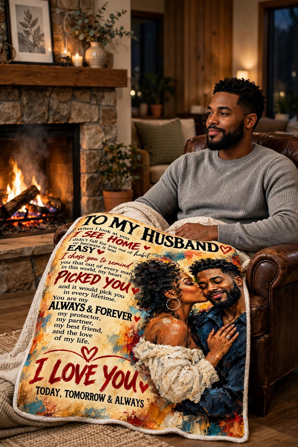 To My Husband Blanket - Personalized Woven Keepsake Blanket