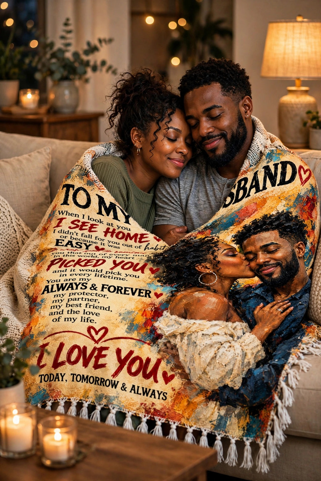 To My Husband Blanket - Personalized Woven Keepsake Blanket