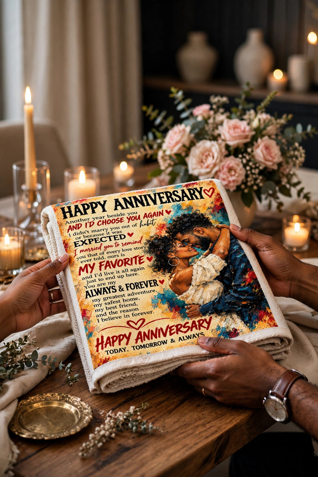 Happy Anniversary Blanket - Personalized Woven Keepsake Blanket