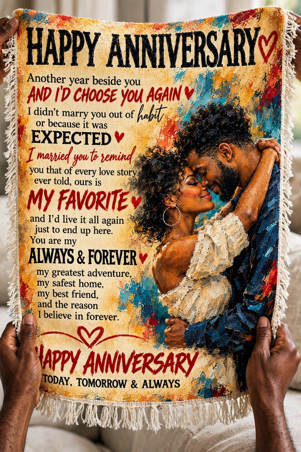 Happy Anniversary Blanket - Personalized Woven Keepsake Blanket
