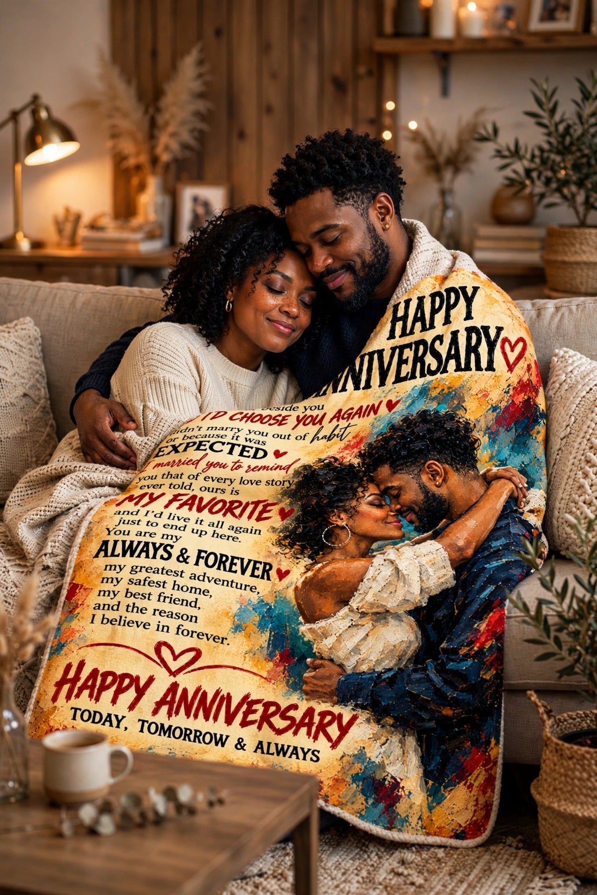 Happy Anniversary Blanket - Personalized Woven Keepsake Blanket