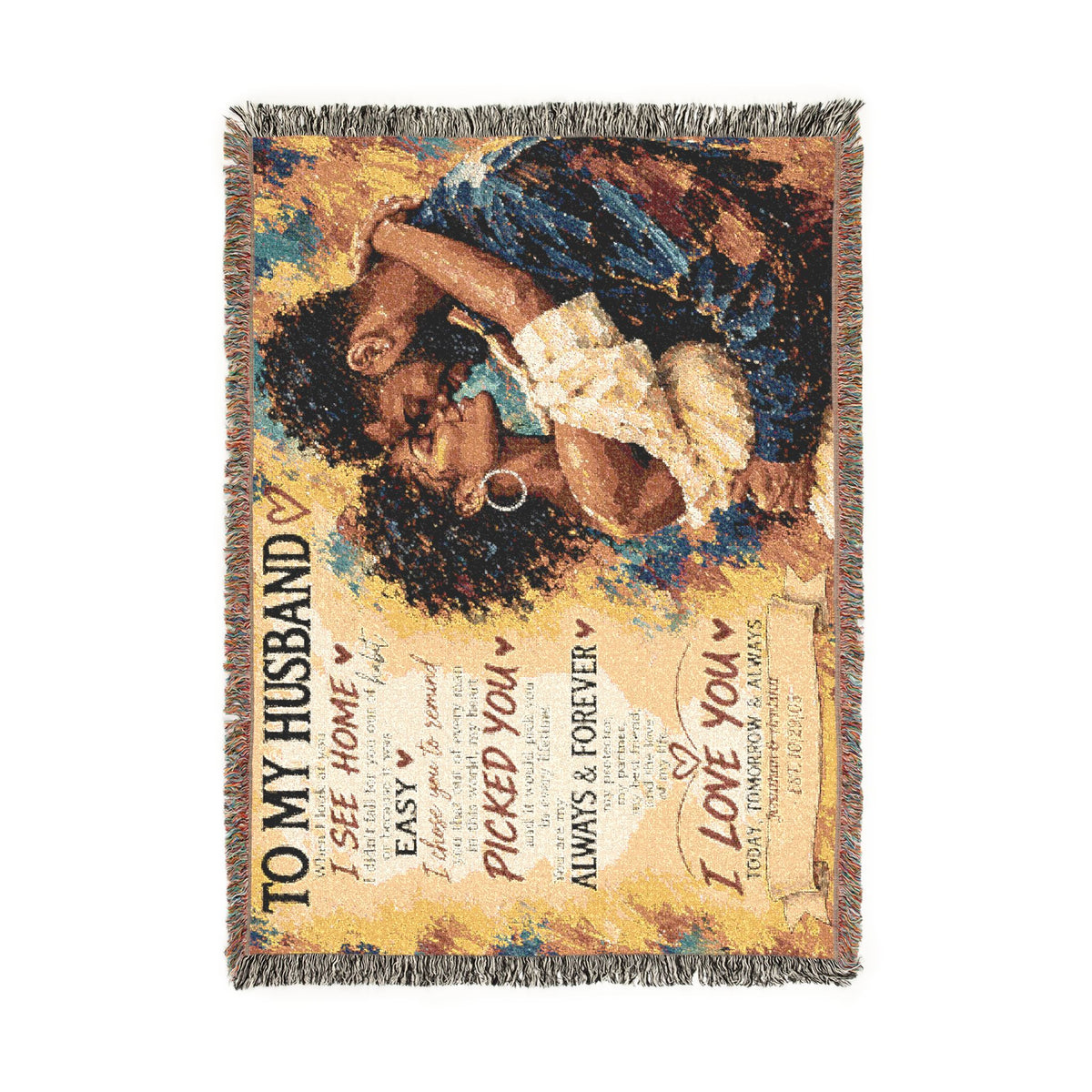 To My Husband Personalized Woven Blanket