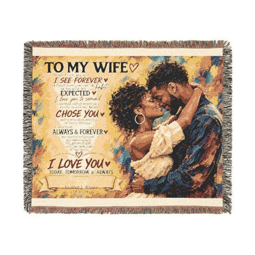 To My Wife Personalized Woven Blanket
