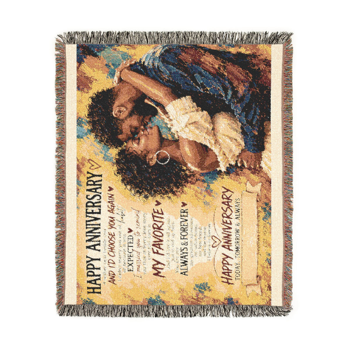 Happy Anniversary Personalized Woven Blanket