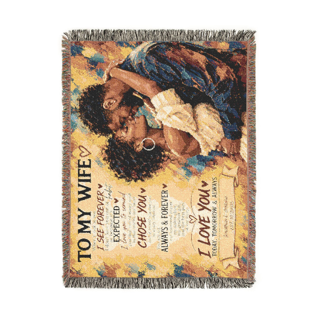 To My Wife Personalized Woven Blanket