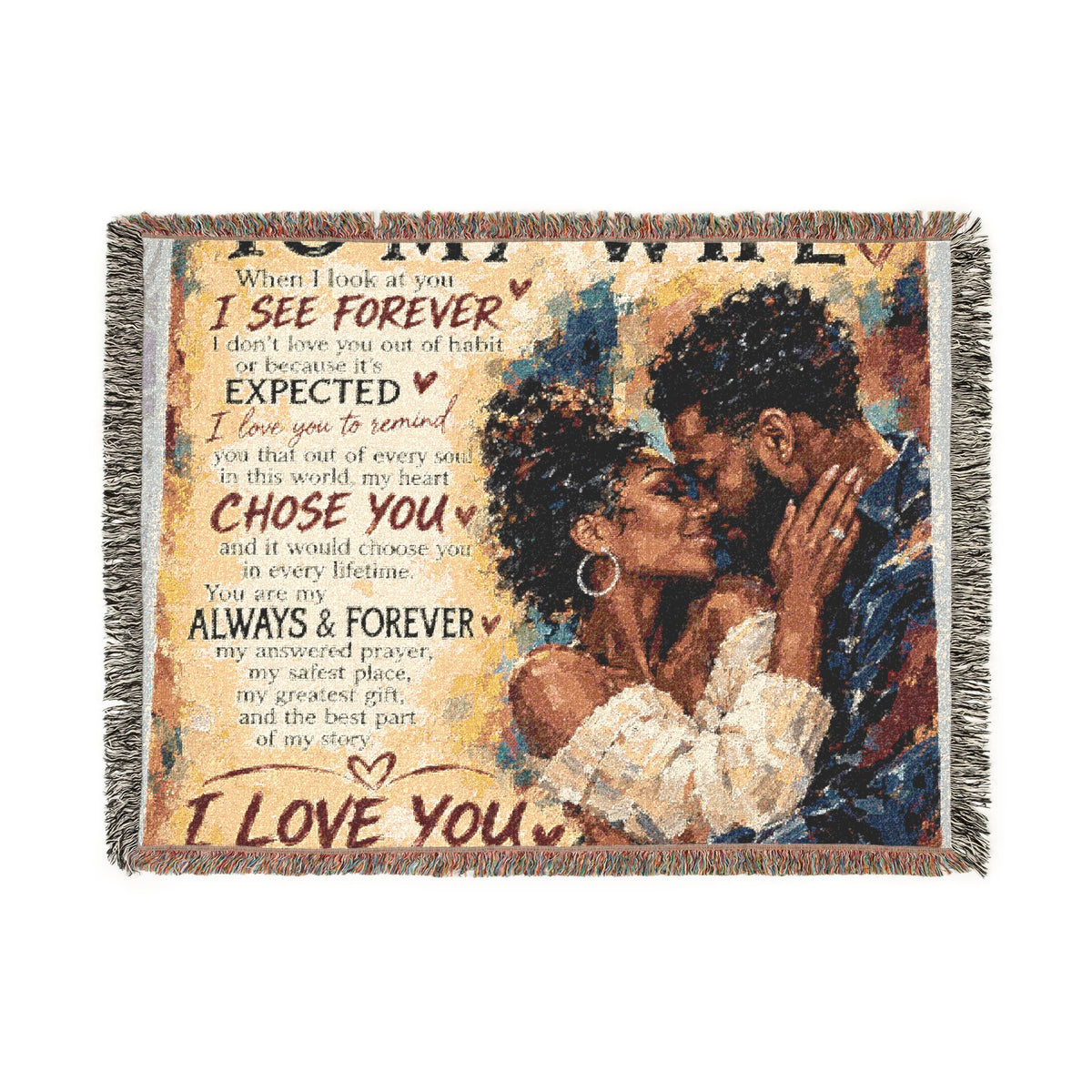 To My Wife Blanket - Personalized Woven Keepsake Blanket