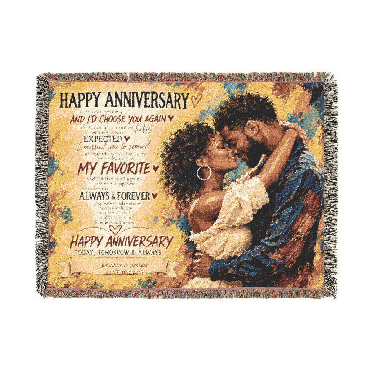 Happy Anniversary Personalized Woven Blanket