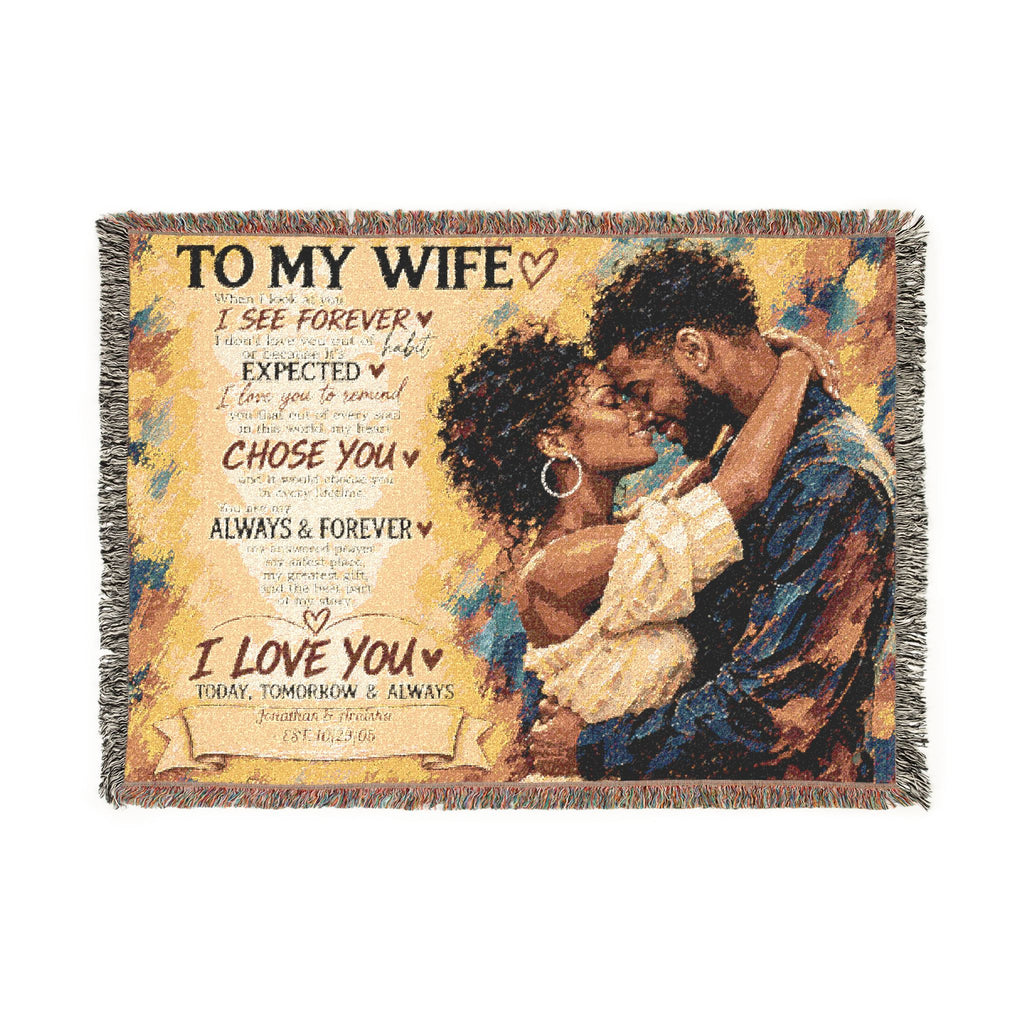 To My Wife Personalized Woven Blanket