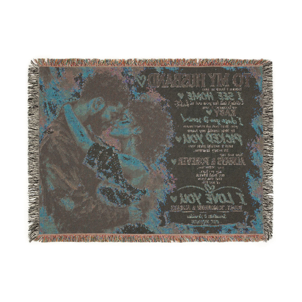 To My Husband Personalized Woven Blanket