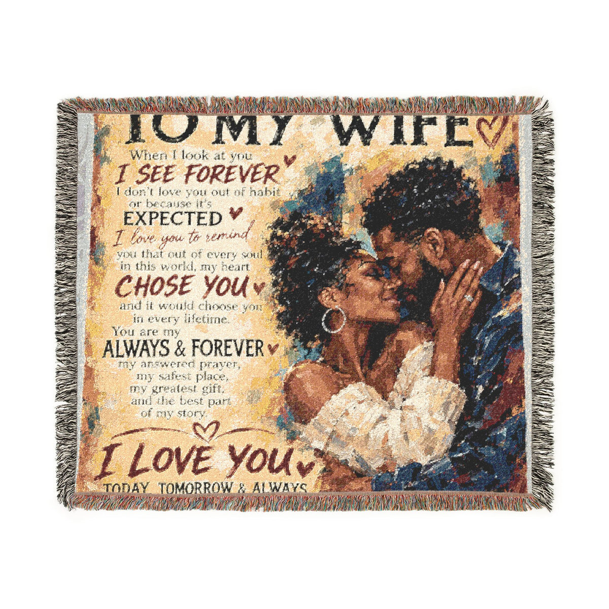 To My Wife Blanket - Personalized Woven Keepsake Blanket